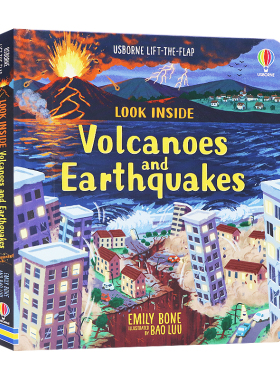 Usborne出品 看里面系列火山和地震 英文原版 Look Inside Volcanoes and Earthquakes 儿童STEM 认知图画书 纸板翻翻科普绘本