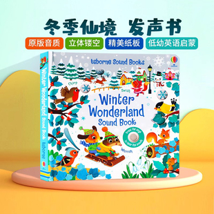 幼儿童纸板洞洞书 圣诞节礼物 英文原版 Wonderland Sound Winter 仙境触摸发声书 绘本 低幼启蒙认知 Usborne出品 Book 冬季