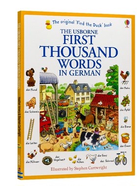 Usborne 基础德语 1000个单词 英文原版 Usborne First Thousand Words in German 主题单词书 全彩插图 生动有趣 词汇辅导