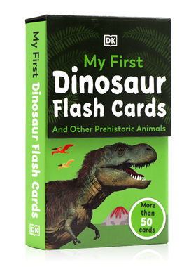 DK恐龙闪卡 英文原版 My First Dinosaur Flash Cards 儿童英语启蒙恐龙科普百科 54张恐龙和史前生活的图解卡片 亲子互动双面全彩