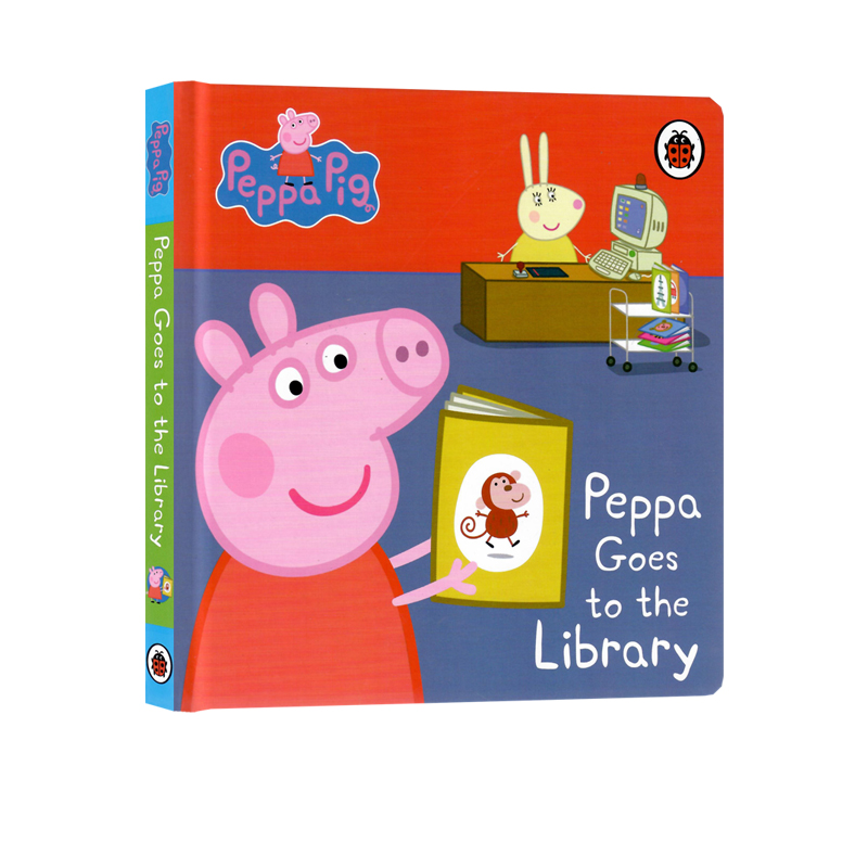 小猪佩奇去图书馆 Peppa Pig Goes to the Library 进口英文原版绘本 粉红猪小妹儿童英语启蒙认知亲子互动图画故事纸板书撕不烂