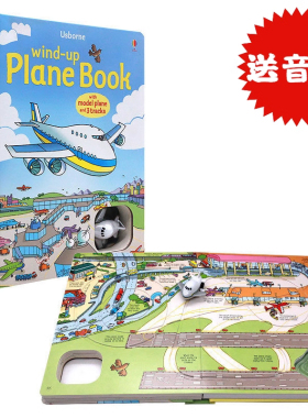 英文原版绘本Usborne Wind-Up Plane Book发条小飞机大开益智玩具书籍三条轨道亲子玩乐纸板操作Usborne系列环游世界探险之旅