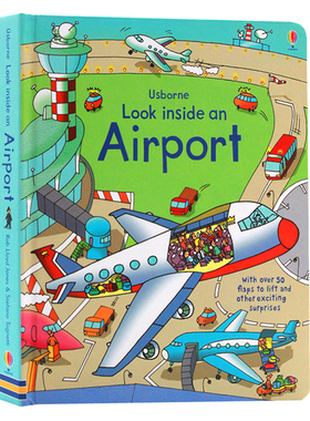 偷偷看里面系列 飞机场 进口英文原版绘本 Look Inside An Airport 机场百科纸板翻翻书 Usborne出品 儿童英语启蒙早教认识