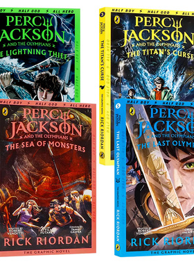 波西杰克逊漫画版第一季4册 英文原版漫画 Percy Jackson全彩漫画小说 魔兽之海/巨神之咒/迷宫之战/最终之神 青少年课外读物 平装