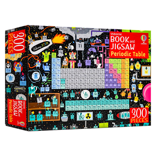 Usborne拼图游戏系列元素周期表拼图游戏书英文原版绘本Book and Jigsaws: Periodic Table Jigsaw幼儿化学趣味启蒙 附300张拼图