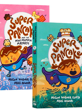 超级煎饼2册 英文原版漫画 Super Pancake and the Mini Muffin Mayhem 桥梁漫画小说 幽默笑话故事书 儿童英雄冒险故事 全彩插图
