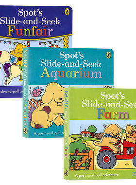 小玻机关操作书系列3册 英文原版绘本 Spot's Slide and Seek Farm 低幼启蒙机关操作纸板书撕不烂 推拉转滑动趣味玩具书亲子互动