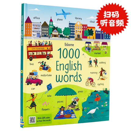 Usborne出品 1000个英语单词 英文原版 1000 English Words 零基础入门词汇 儿童英语启蒙 幼儿园小学教辅 彩图情境认知 附音频