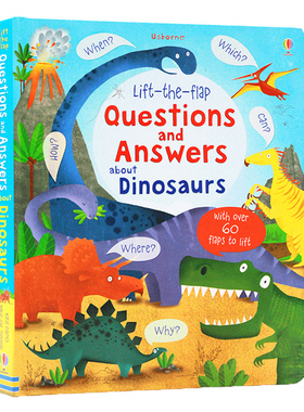 Usborne恐龙知识问与答英文原版绘本 About Dinosaurs Questions and Answers 儿童科普百科彩色插图趣味精装纸板翻翻书