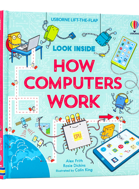 偷偷看里面系列 电脑的工作原理 英文原版绘本 Usborne Look inside How Computers Work 纸板翻翻书 儿童科普认知尤斯伯恩出版社