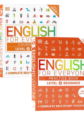 Level 2课本+练习册2册DK新视觉人人学英语 English for Everyone course book+Practice 英文原版自学教材雅思托福用书带音频答案