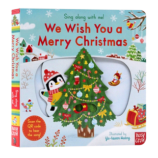 新版我们祝您圣诞节快乐英文原版绘本 sing along with me We Wish You a Merry Christmas 低幼儿童童谣纸板机关操作书送音视频