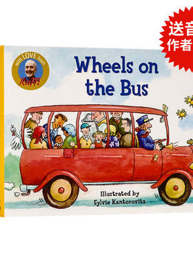 巴士上的轮子 英文原版绘本 Wheels on the Bus  纸板书 经典儿歌 公车上的轮子 贝瓦儿歌 拉斐唱读系列 RAFFI 送音频