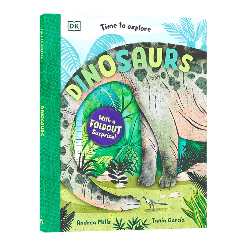 DK精品 探索恐龙的时光 英文原版 Time to Explore Dinosaurs 幼儿恐龙启蒙绘本 内含4折页折页解锁阿根廷龙全景 亲子共读 精裝