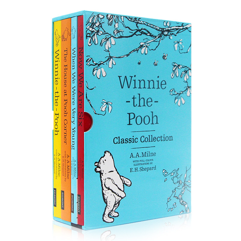 小熊维尼全彩插画版4本盒装 英文原版 Winnie the Pooh Classic Collection 欧美经典儿童文学小说章节书 进口书籍 课外读物 平装