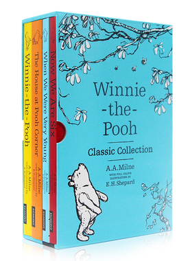 小熊维尼全彩插画版4本盒装 英文原版 Winnie the Pooh Classic Collection 欧美经典儿童文学小说章节书 进口书籍 课外读物 平装