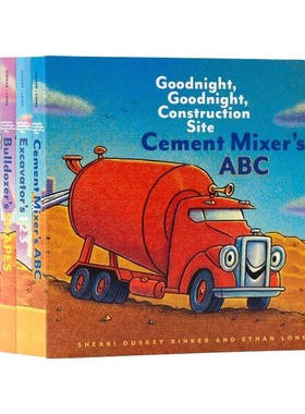 晚安工地上的车启蒙认知纸板书5册 英文原版绘本 Goodnight Goodnight Construction Site ABC 123 Colors Shapes Opposites