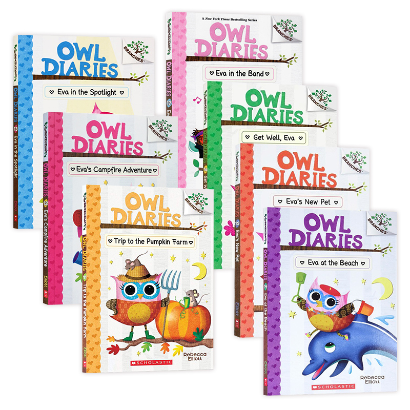 猫头鹰日记11-17册 英文原版 Owl Diaries 学乐大树系列 Scholastic Branches 儿童桥梁章节书 Rebecca Elliott 儿童英语彩绘画