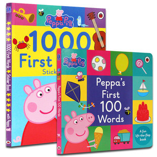 Words words First 英文原版 100 图解字典词典工具书贴纸书 first Pig 绘本Peppa 1000 小猪佩奇单词学习英语启蒙粉红猪小妹