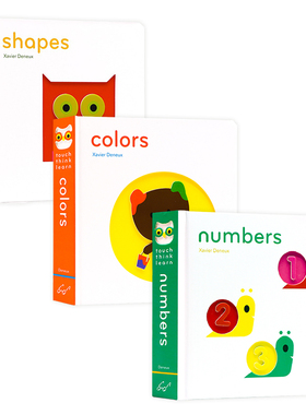 小手摸摸全知道系列3册Touch Think Learn 颜色colors 形状shapes 数数numbers 英文原版绘本儿童低幼英语启蒙纸板书Xavier Deneux