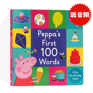 100 Words 绘本 100个单词peppa Pig 小猪佩奇 pig英文版 进口英文原版 纸板翻翻书 Peppa 粉红猪小妹 first100words First