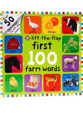 英文原版绘本 First 100 Farm Words Lift-The-Flap 儿童农场动物词汇图文词典 宝宝动物启蒙早教认知科普 精装大开纸板翻翻书