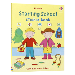 Usborne出品尤斯伯恩贴纸书上学校主题英文原版绘本 Starting School Sticker Book 儿童趣味启蒙上学需要做的事情原装进口书籍