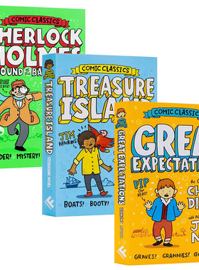 经典漫画3册 金银岛 远大前程 英语原版漫画 Comic Classics:Great Expectations/Treasure Island 经典冒险题材漫画名著 幽默插画