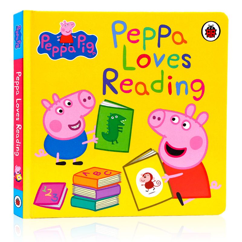 小猪佩奇爱读书英文原版绘本 Peppa Loves Reading粉红猪小妹Peppa Pig精装纸板书儿童英语启蒙认知亲子互动探索世界图画故事书