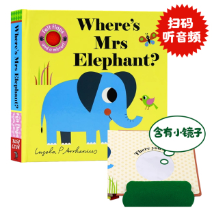 Mrs 感官发展早教认知 英文原版 趣味问答 幼儿英语启蒙触摸纸板翻翻书 Elephant Where 绘本 大象夫人在哪里 亲亲小手翻翻书系列
