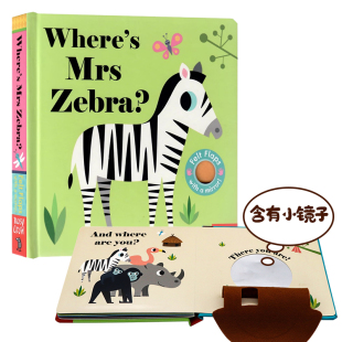 Where 绘本 Mrs 幼儿感官发展亲子儿童早教认知图画进口英语纸板书撕不烂 亲亲小手翻翻书系列斑马女士在哪里 Zebra? 英文原版