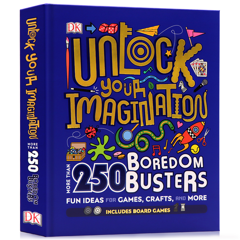 DK解锁你的想象力英文原版 Unlock Your Imagination 儿童想象力创造力培养精装全彩亲子互动游戏书附跳棋游戏制作板想象无限 书籍/杂志/报纸 原版其它 原图主图