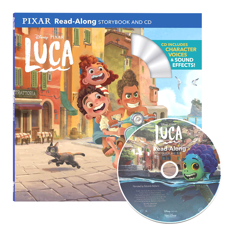 迪士尼 卢卡长篇阅读故事书和cd 英文原版 luca read-along storybook