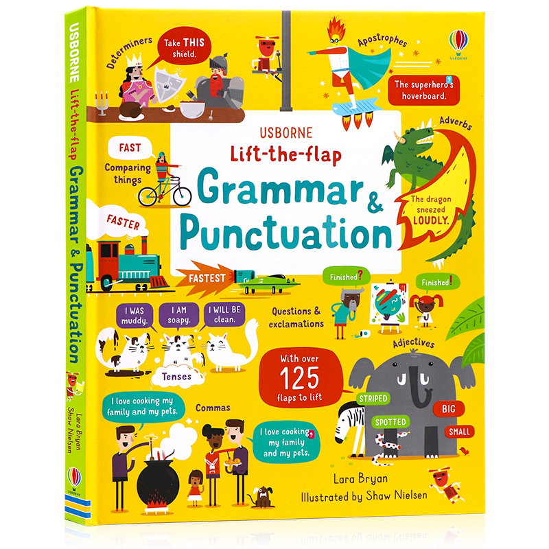 Usborne出品 英语语法和标点运用学习纸板翻翻书Lift-the-Flap Grammar and Punctuation 英文原版绘本儿童英语启蒙认知精装图画书