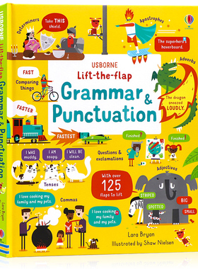 Usborne出品 英语语法和标点运用学习纸板翻翻书Lift-the-Flap Grammar and Punctuation 英文原版绘本儿童英语启蒙认知精装图画书