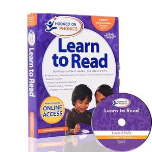 自然拼读法迷上语音系列幼儿园Hooked on Phonics Learn to Read  Level 3 Kindergarten英文原版教材分级阅读 带DVD光盘