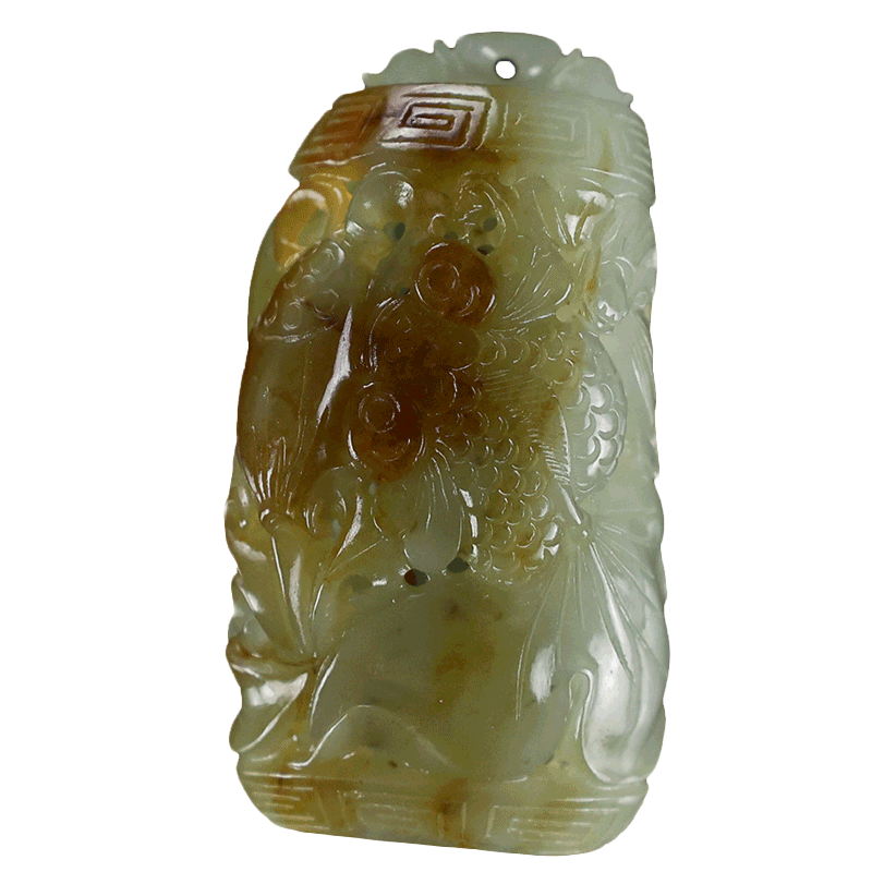 扬州玉器厂玉缘和田白玉独籽