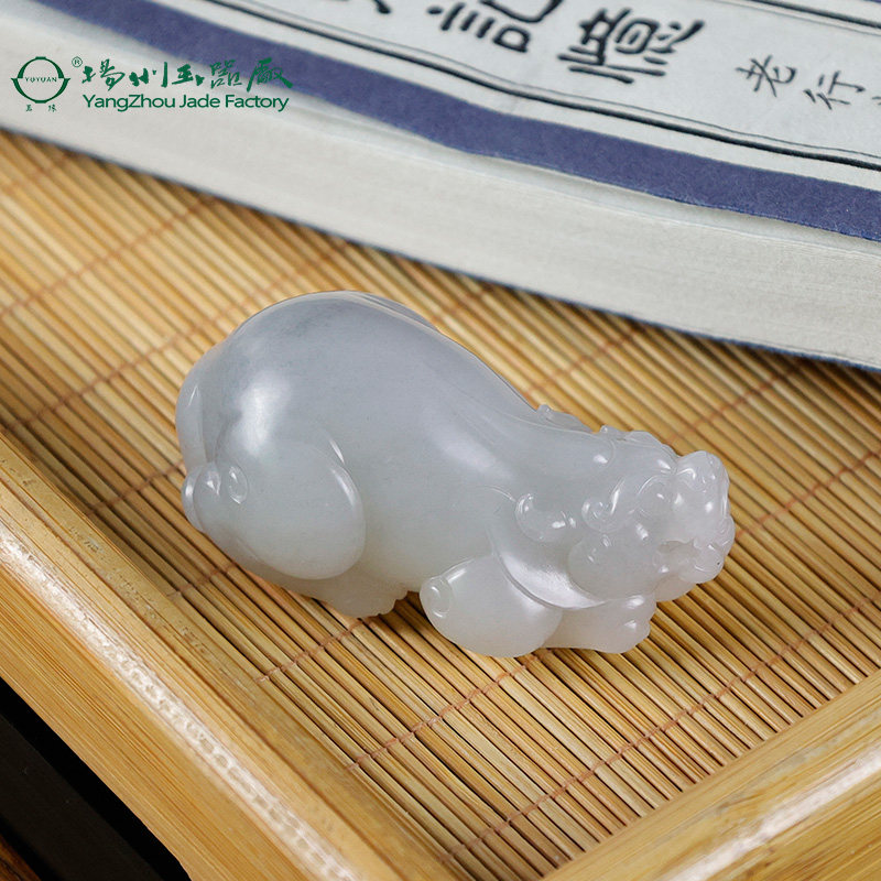 玉缘天然和田玉新疆青花籽料貔貅手把件摆件油润细腻收藏馈赠佳品
