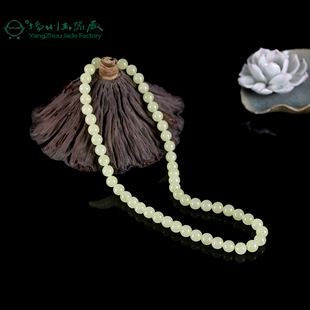 玉缘和田玉青海黄玉山料圆珠项链玉质细腻8mm色均女士送爱人母亲