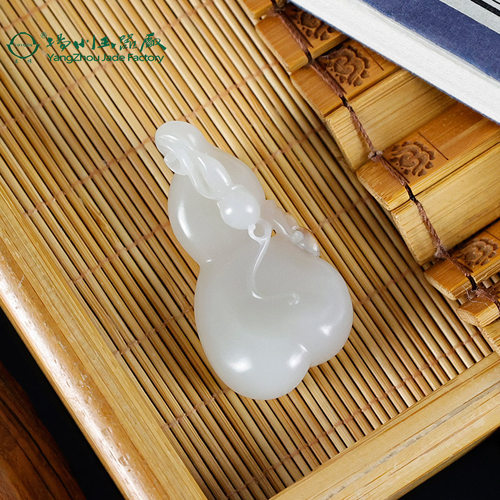 玉缘天然和田玉新疆白玉籽料葫芦福禄吊坠挂件皮色油润细腻大师工