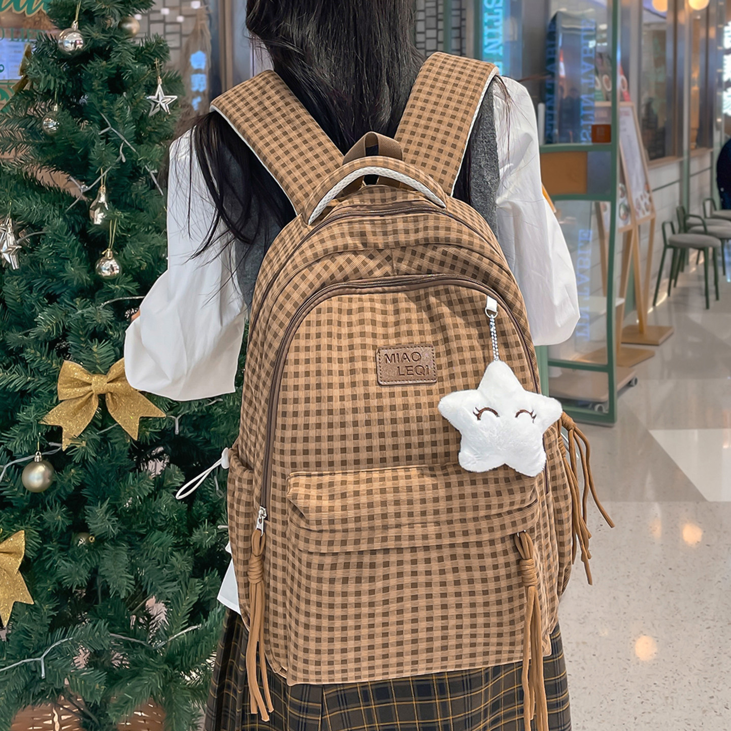 日系ins校园复古格子双肩包女 秋冬初中女生高中学生书包轻便背包,箱包皮具/热销女包/男包,双肩背包,淘宝优惠券,粉丝福利购,淘宝优惠卷