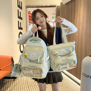 日系透明痛包ins可爱书包女生小学生初中生双肩包轻便大容量背包