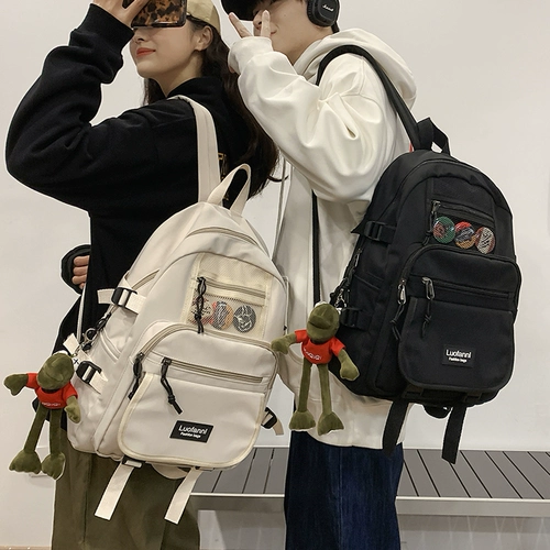 Вместительный и большой мужской тканевый модный школьный рюкзак, универсальная сумка через плечо для отдыха, в корейском стиле