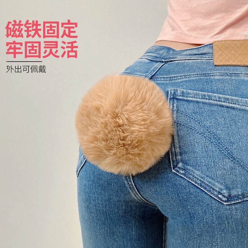 兔子尾巴磁铁吸胸针JK漫展Lolita洛丽塔毛绒毛球动物仿真软妹cos