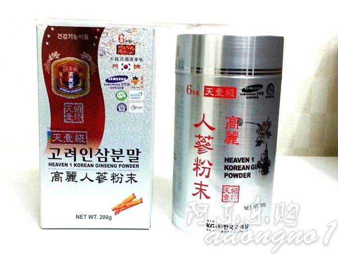 韩国三星白金包装天壹级6年高丽人参粉一瓶200克包邮