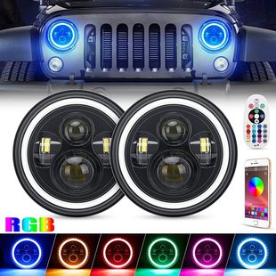 7寸 适用于牧马人 带遥控 天使眼 RGB大灯总成节能 内置解码