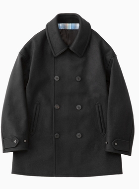 22AW 潮牌复古休闲双排扣羊毛混纺大衣夹克男中长款外套 非visvim