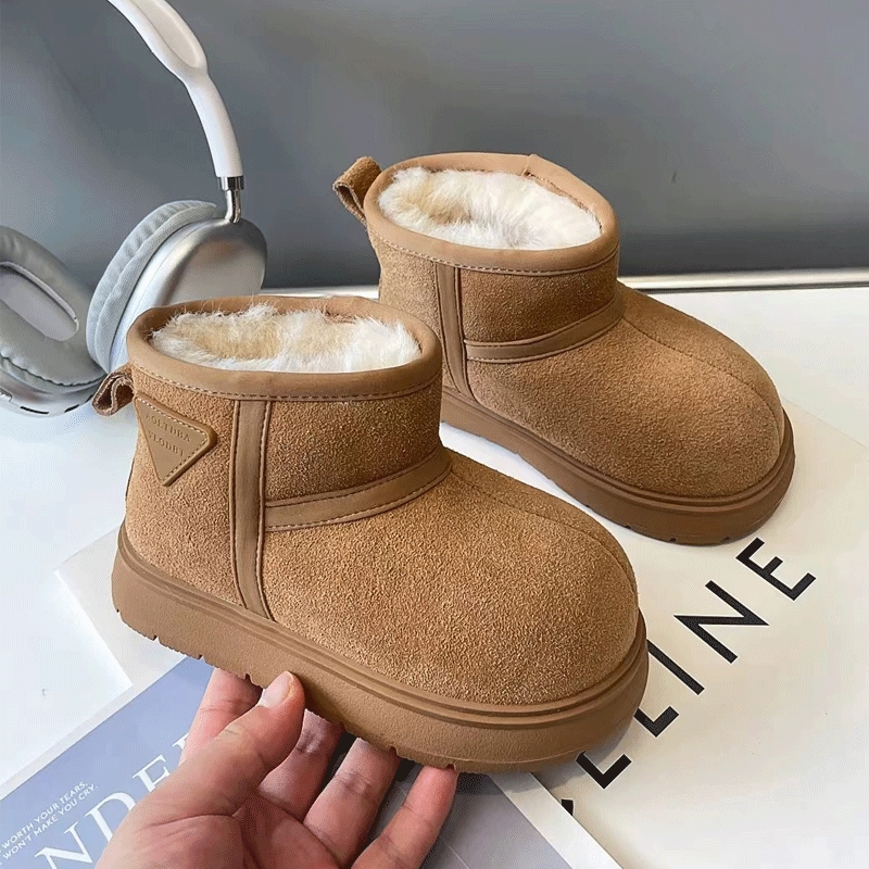 卡皮巴拉儿童雪地靴真皮真毛棉鞋