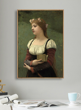 列斐伏尔花环女孩名画北欧装饰画客厅轻奢玄关壁画酒店走廊挂画