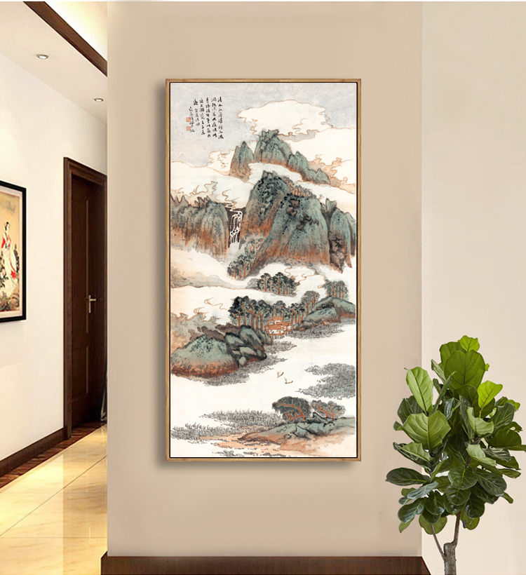 陆俨少山水图新中式风书房装饰画